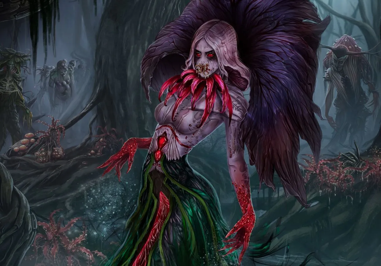 Fonte: https://peakd.com/hive-156509/@yanes94/splinterlands-art-contest-week-179-queen-mycelia