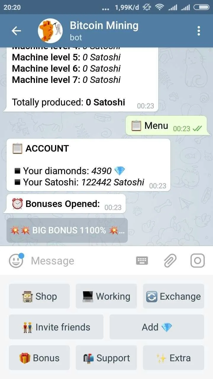 Satoshi mine in telegram | PeakD
