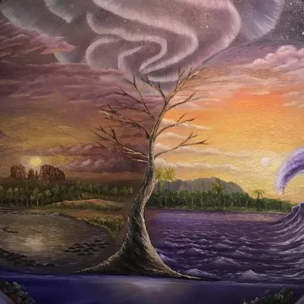 ⭐️Italent round 8 entry: Yin and yang sunrise sunset timelapse oil painting