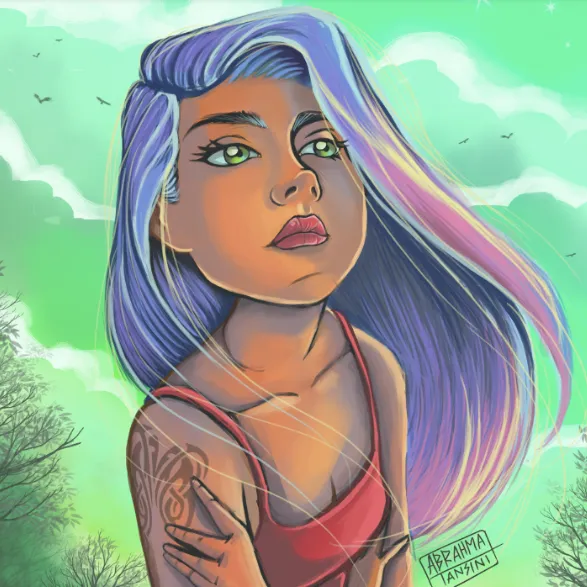 Girl step by step digital artwork