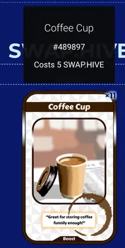 Coffee Cup on NFTMart in Swap.Hive