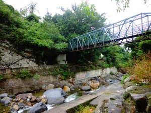 Metal bridge and stream