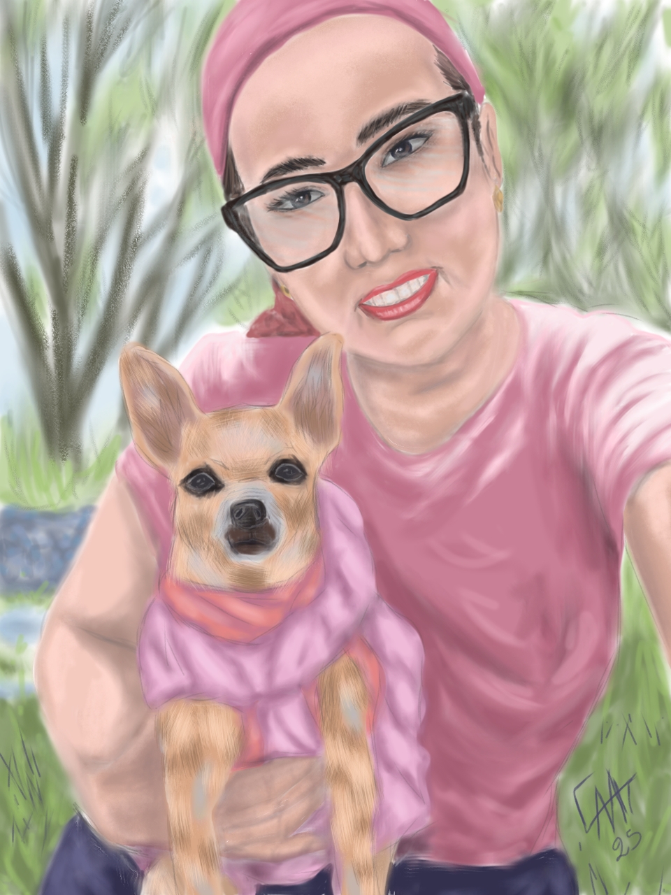 Ella y su mascota / Her and her pet.