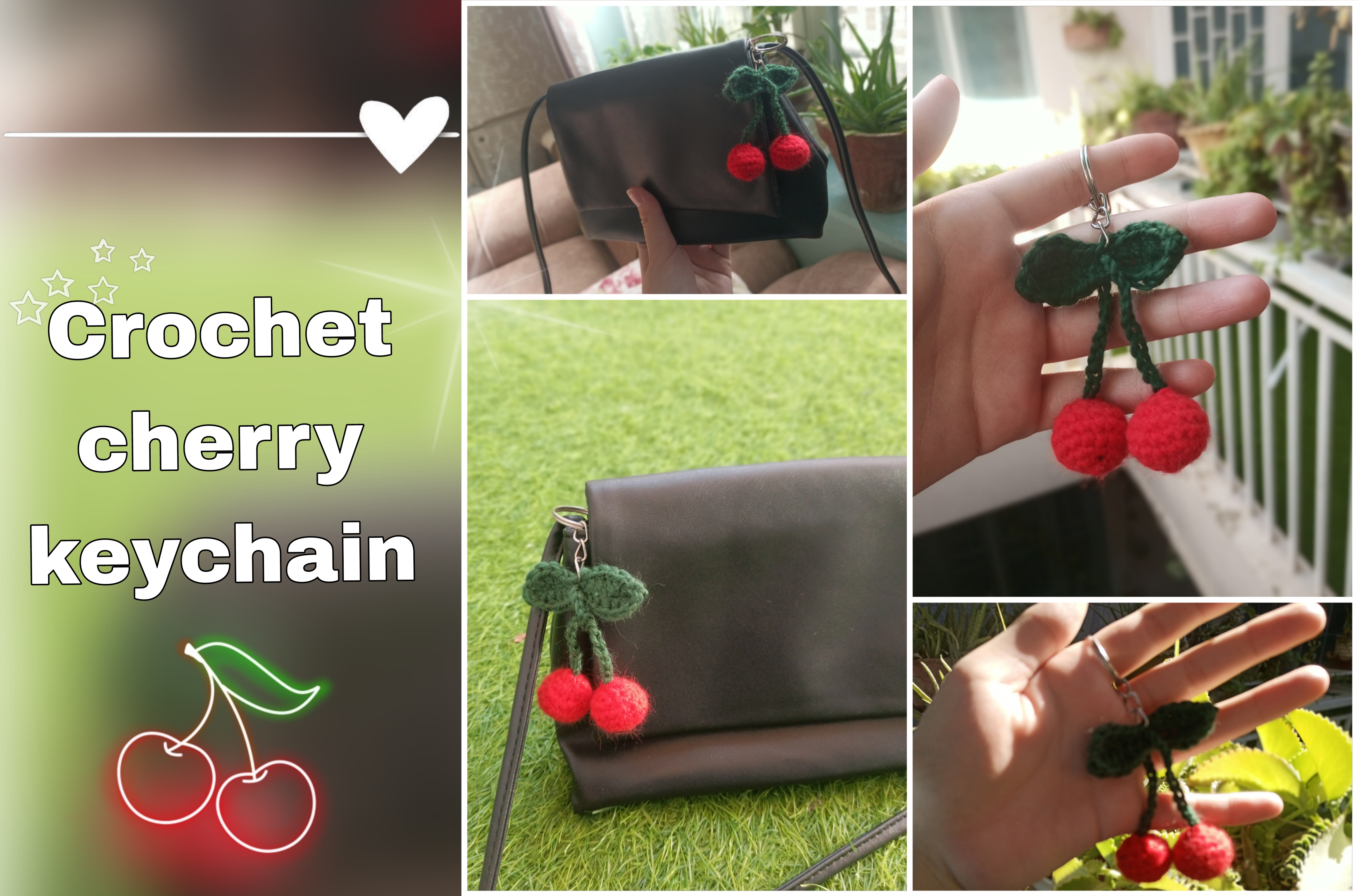 Aesthetic Crochet Cherry Keychain Tutorial