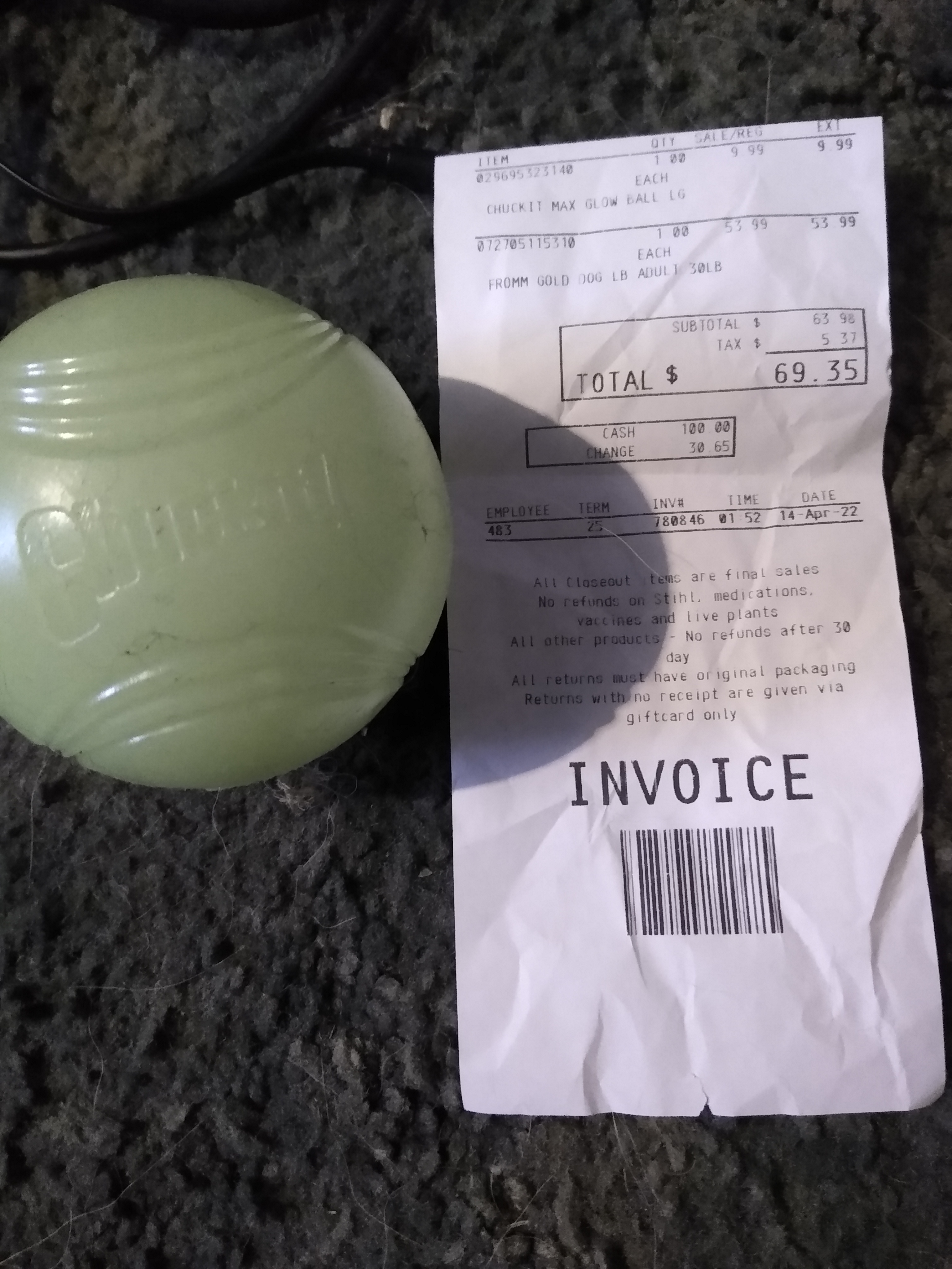 Ultimate happiness is a $10 ball for a dog.