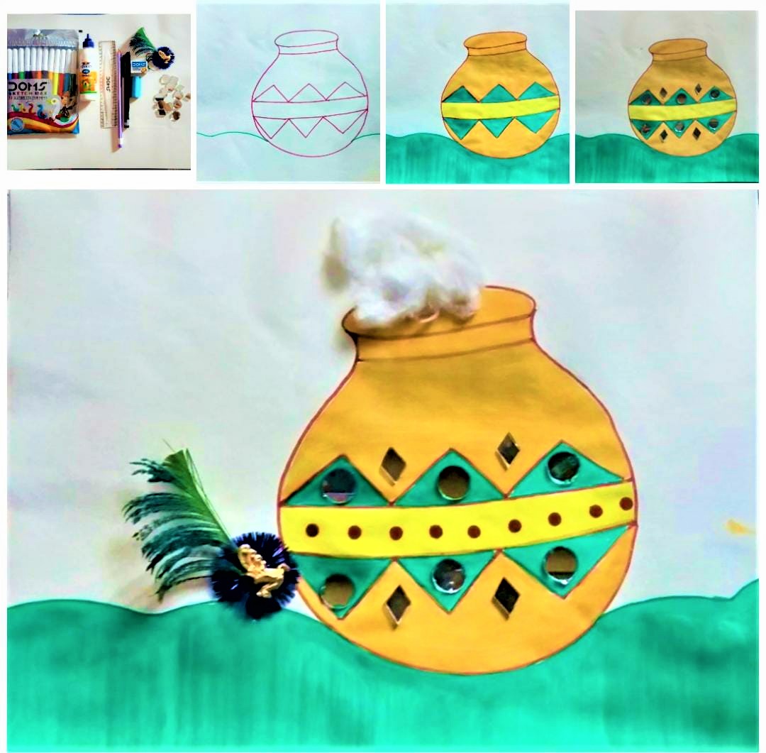 Clay pot onam celebration design Royalty Free Vector Image