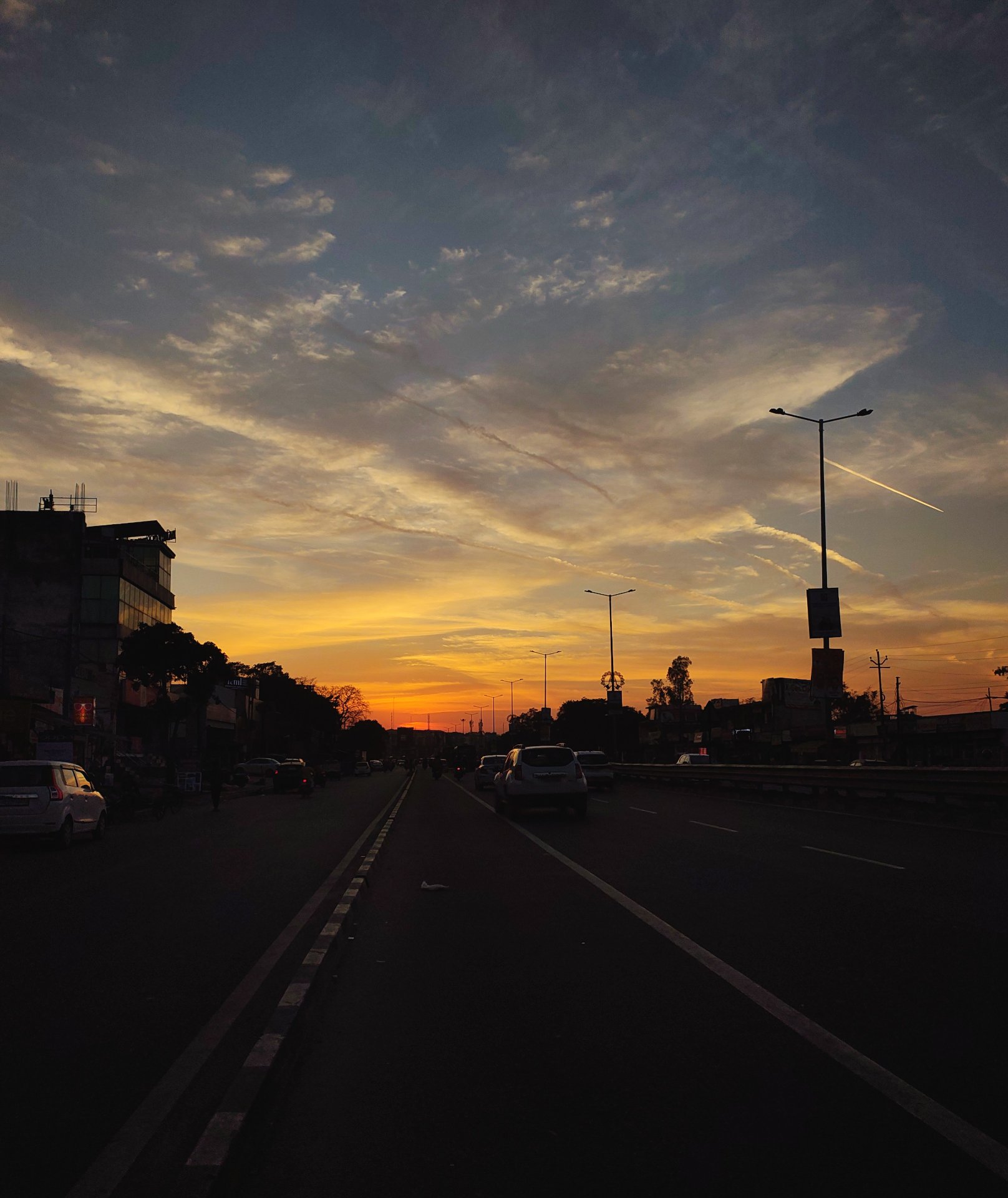 A Beautiful Sunset Mid Highway