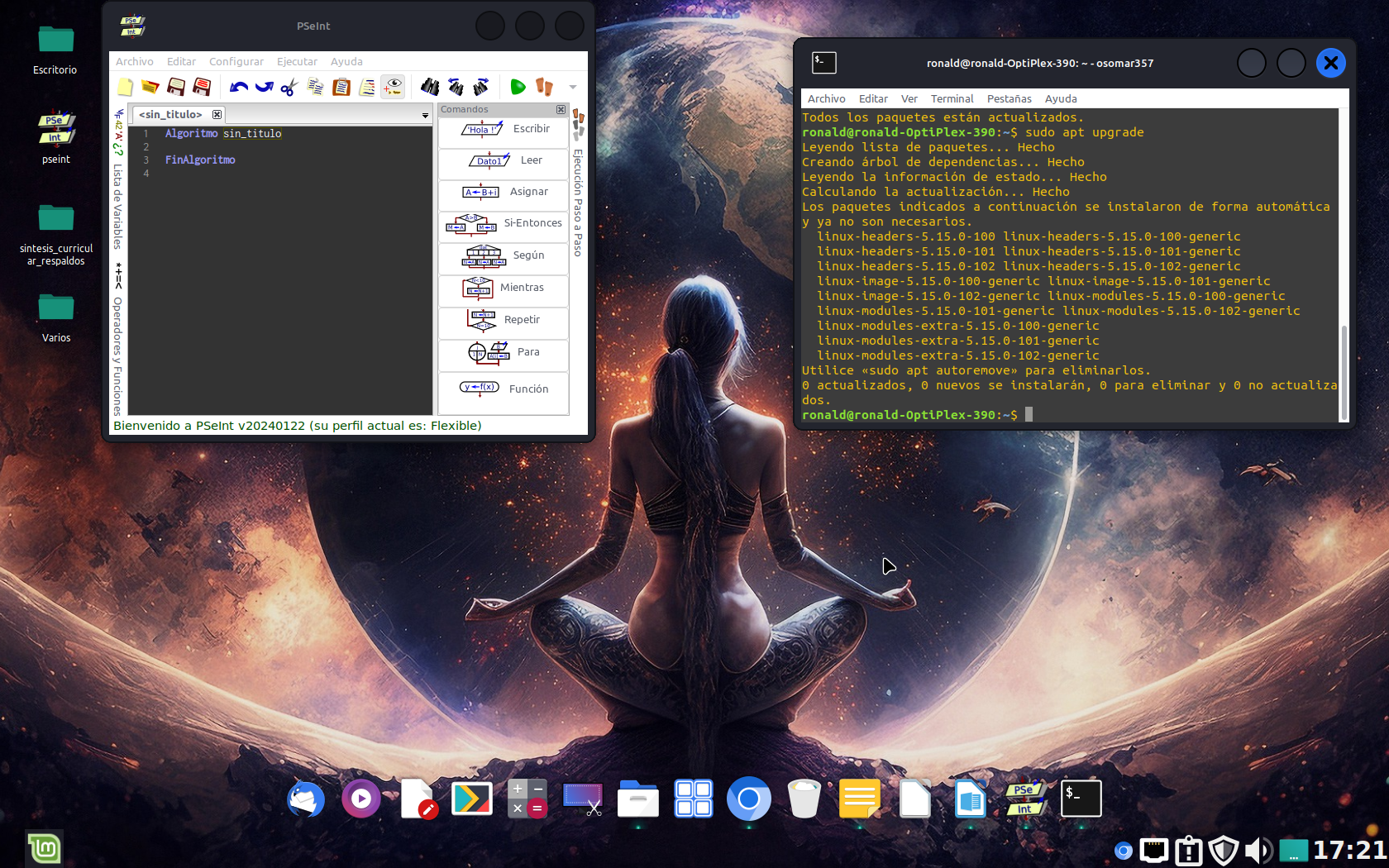 #ViernesDeEscritorio, Linux Mint 21.3 “Victoria’’  XFCE. Taller del software PseInt y de Introducción a la Lógica de Programación . ESP/EN.