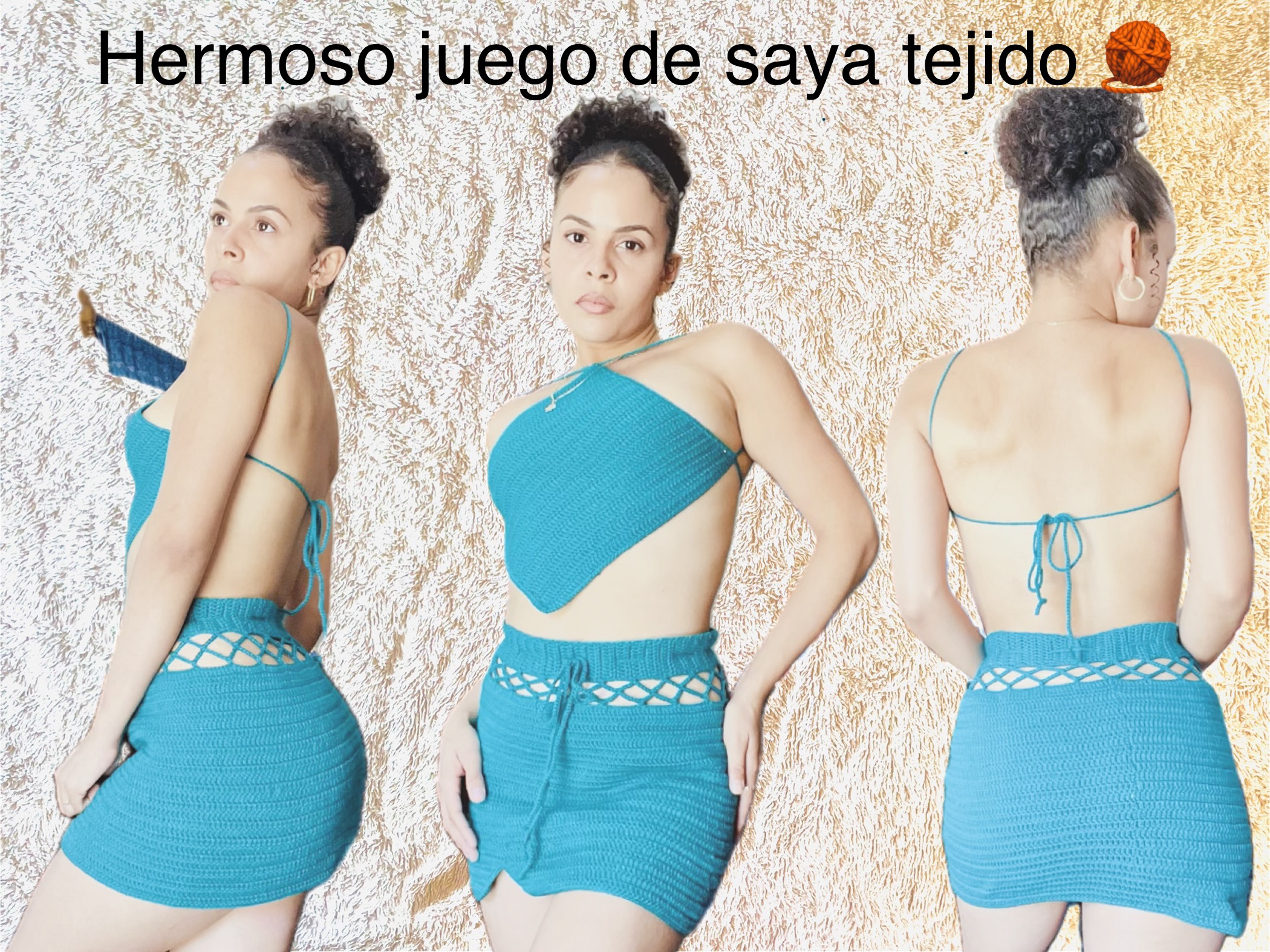 Hermoso juego de saya tejido 🧶 .