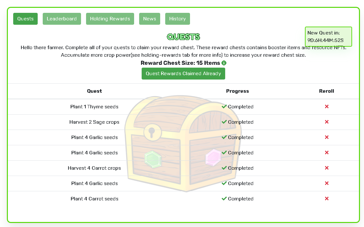 Dcrops - moje odměny za splnění úkolů