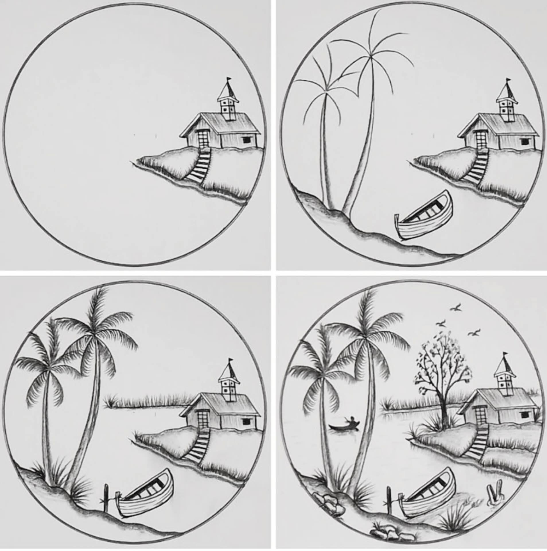 circle  scenery drawing