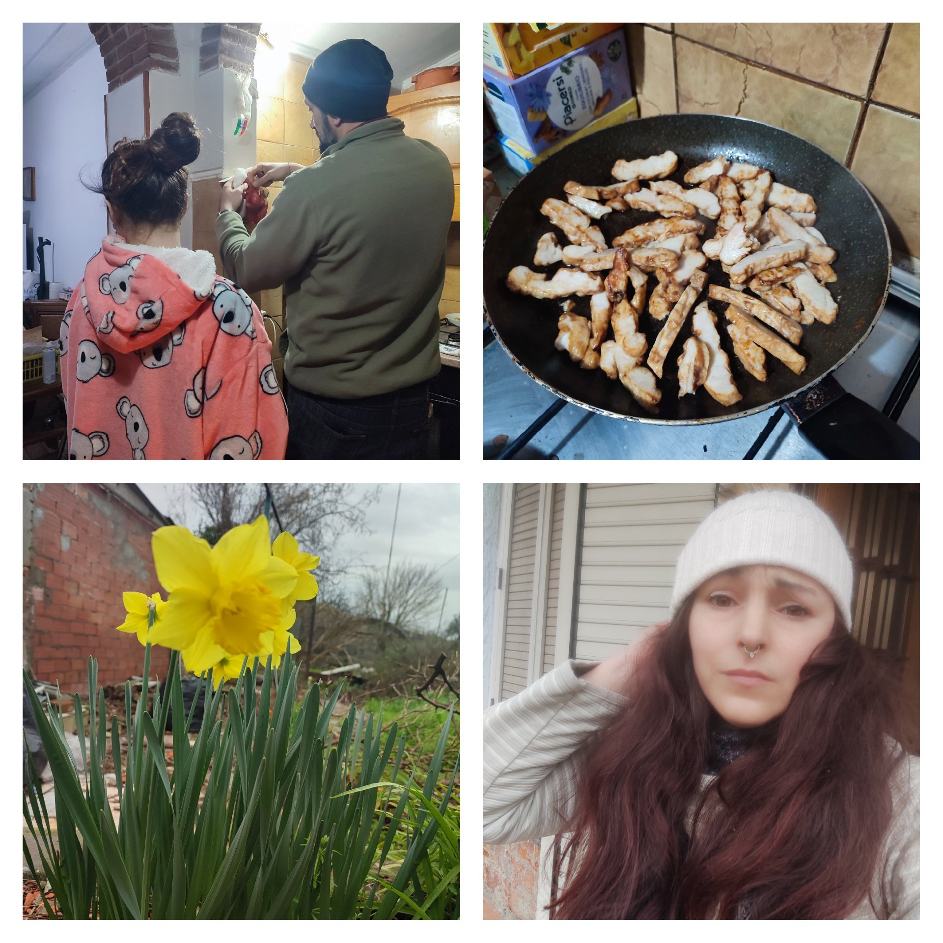 Daffodils blooming amidst the mess and a delicious meal cooked by my sweet stepdaughter ❤️.(ENG/ESP)