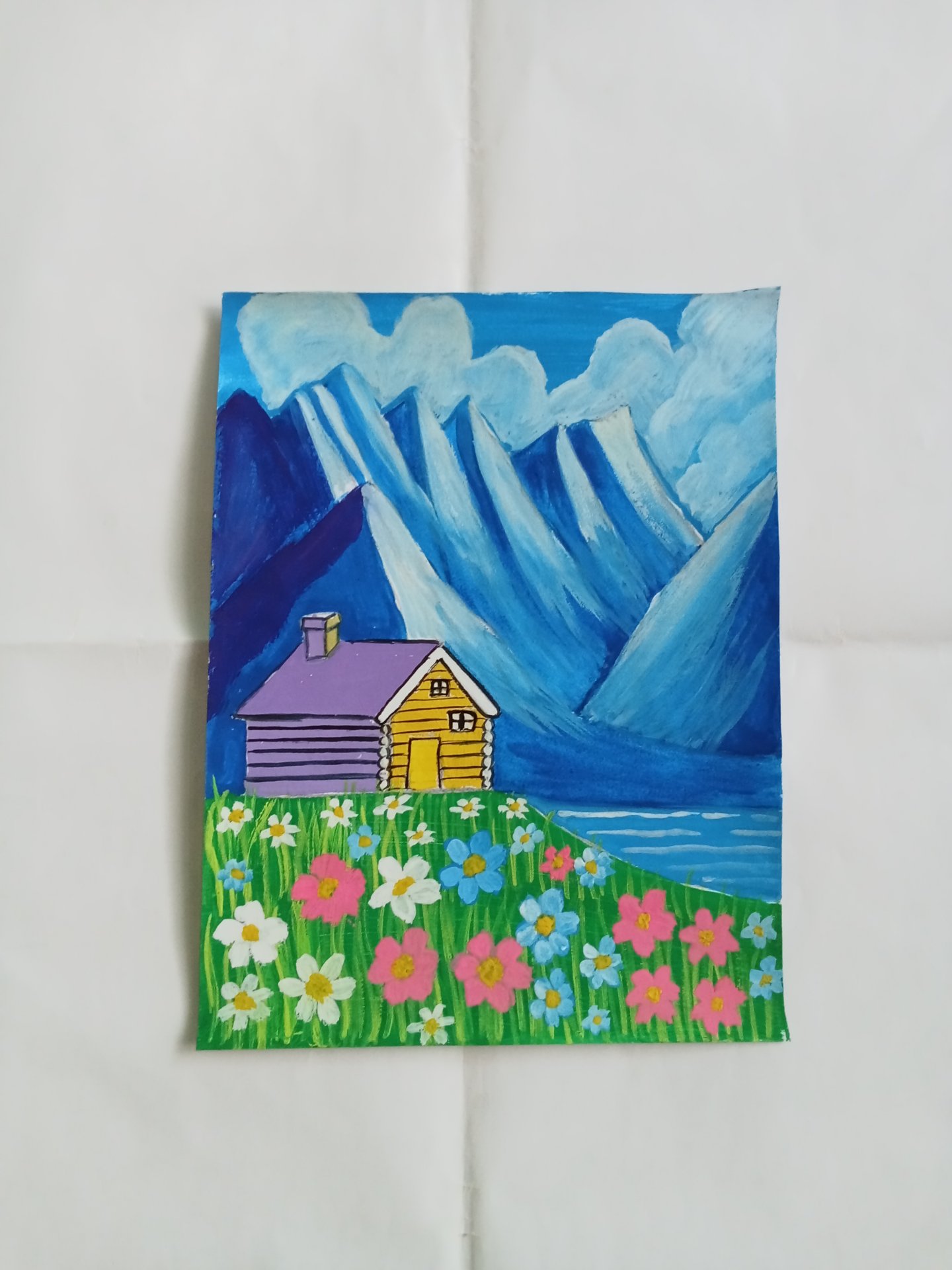 Painting Beautiful Landscape with Flower Field