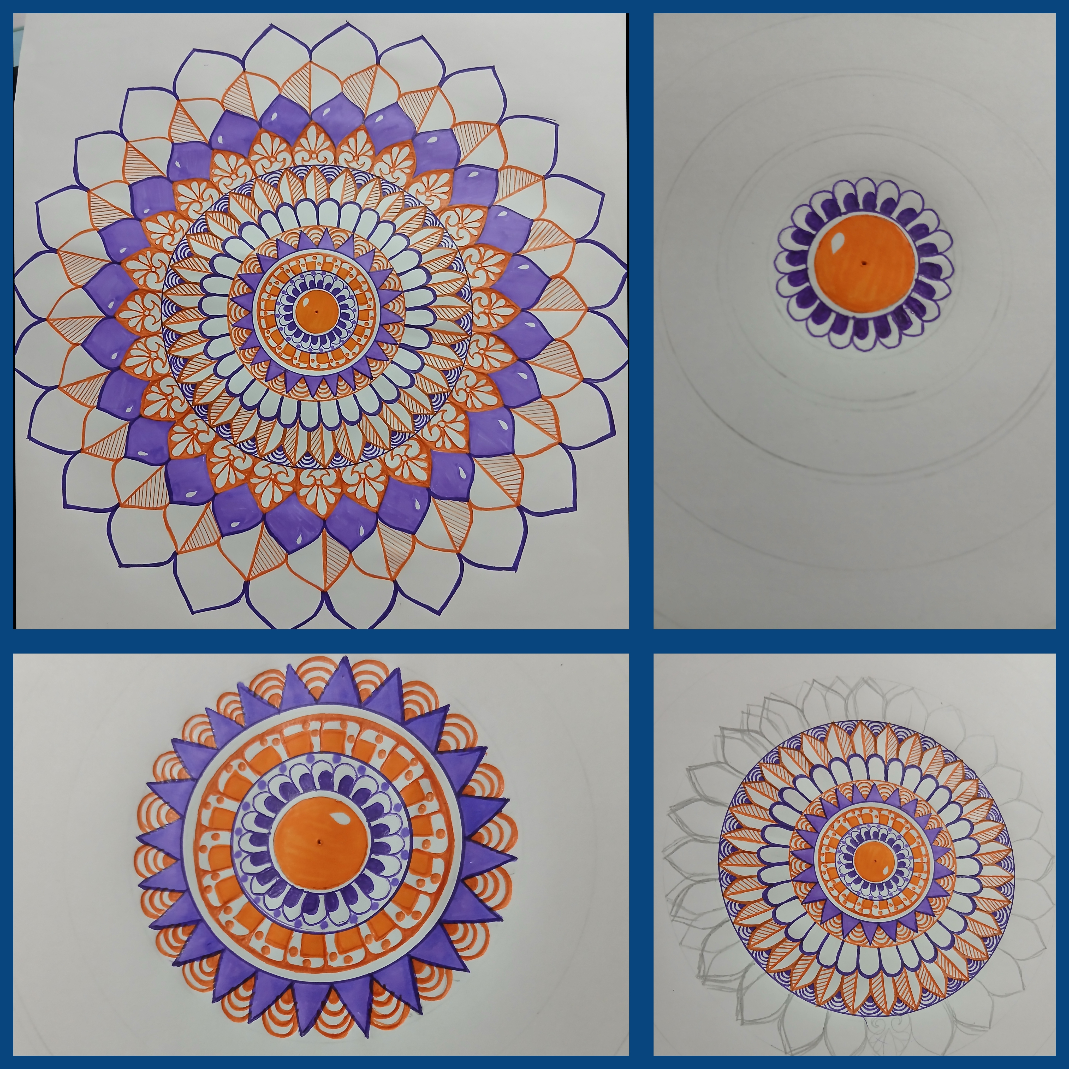 Drawing beautiful Mandala flower on A3 paper- Best for  Mind Relaxation 