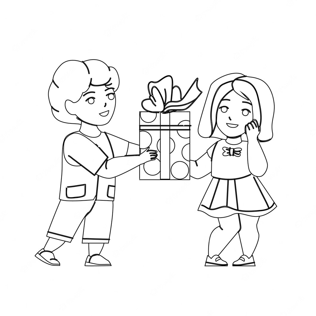 pencil sketch of boy and girl friendship