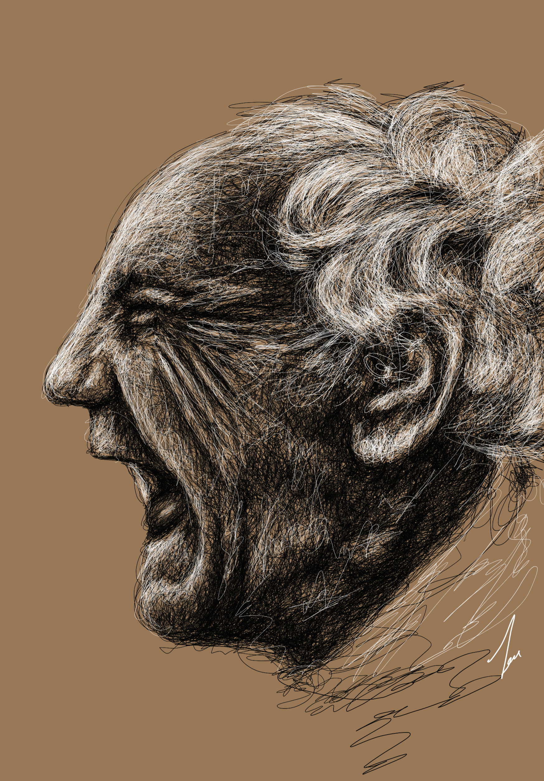 man screaming drawing