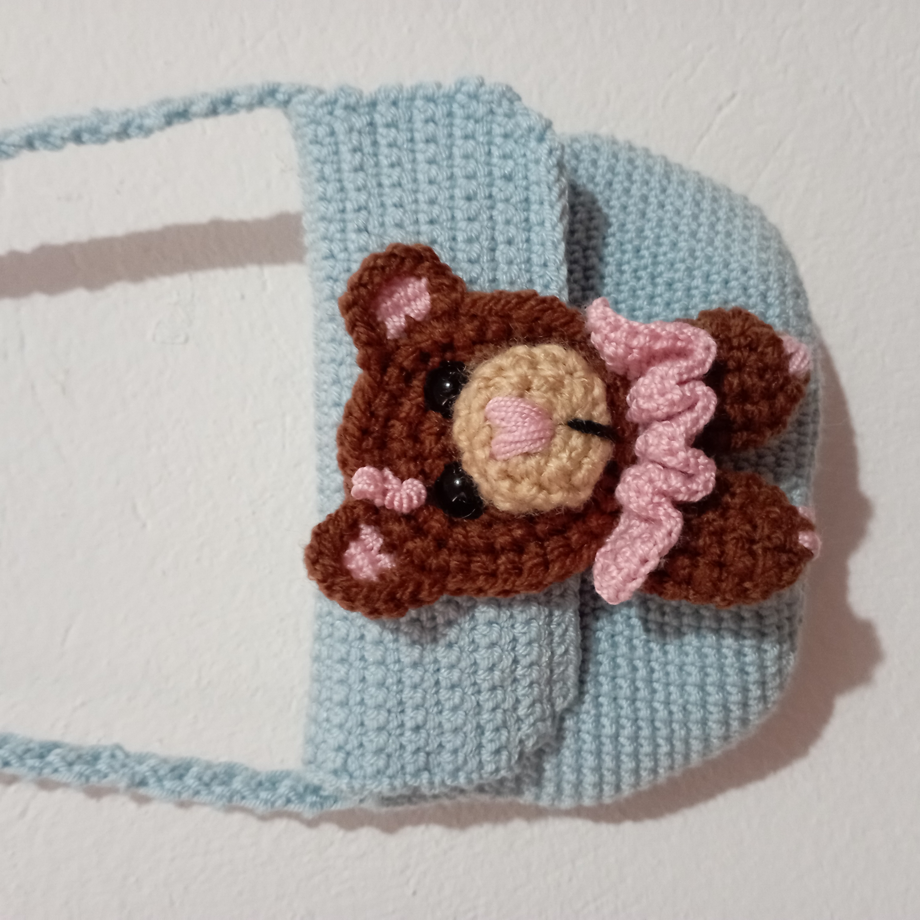 ENG ESP All crocheted. Small bag for girls with teddy bear motif