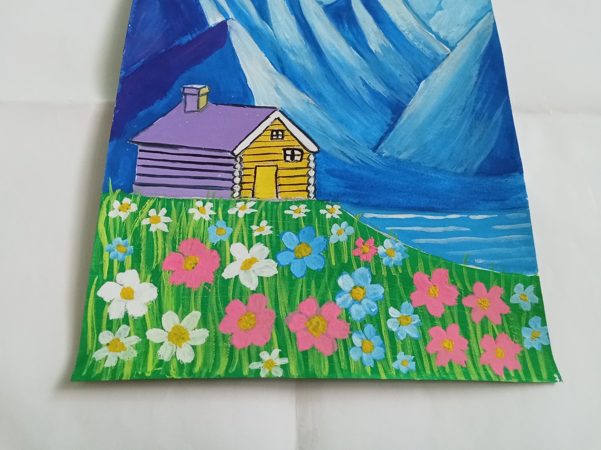 Painting Beautiful Landscape with Flower Field