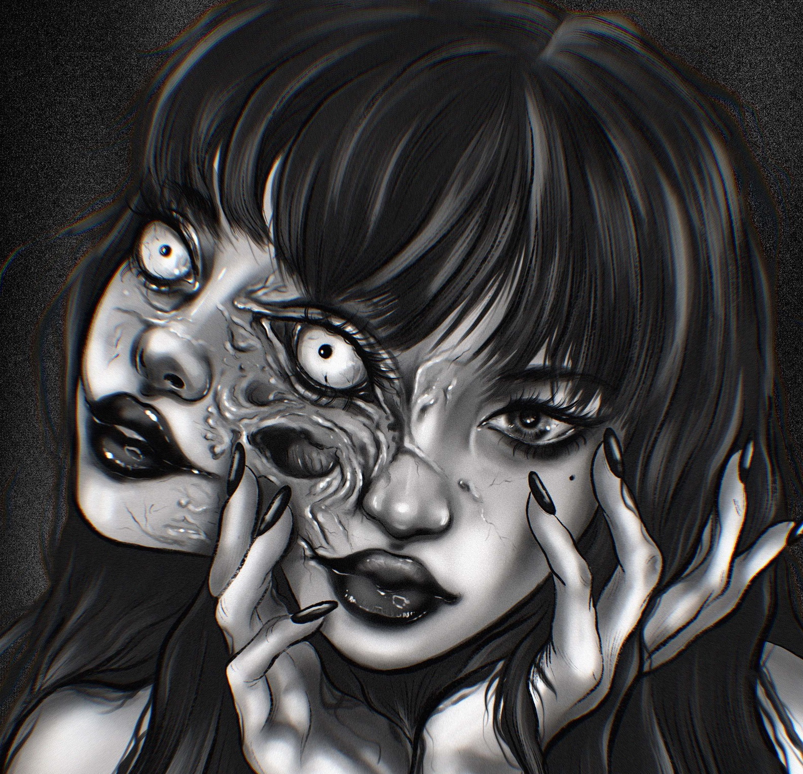 Two Faced Tomie : r/drawing