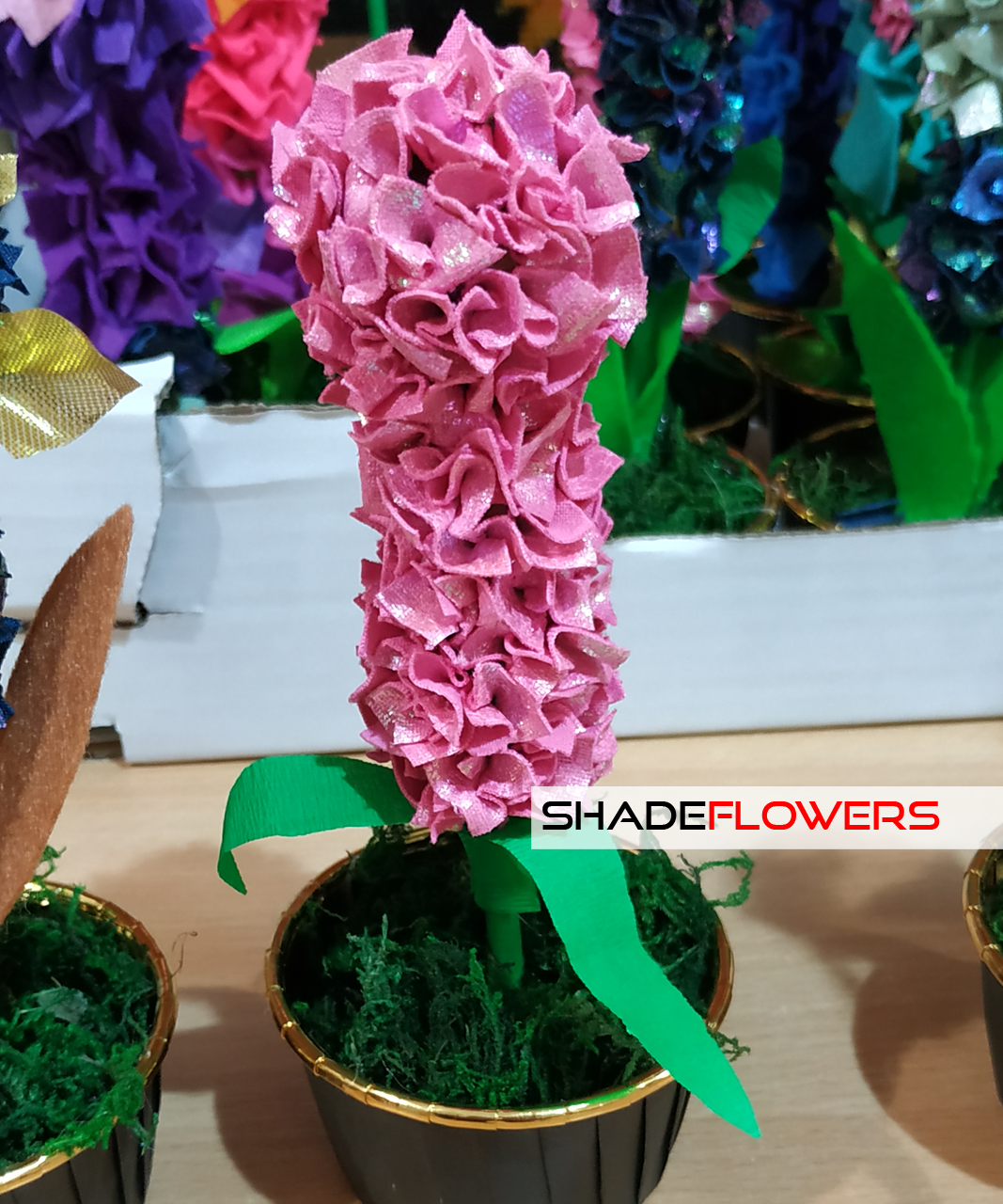 Flowers made of plasticine and fabric