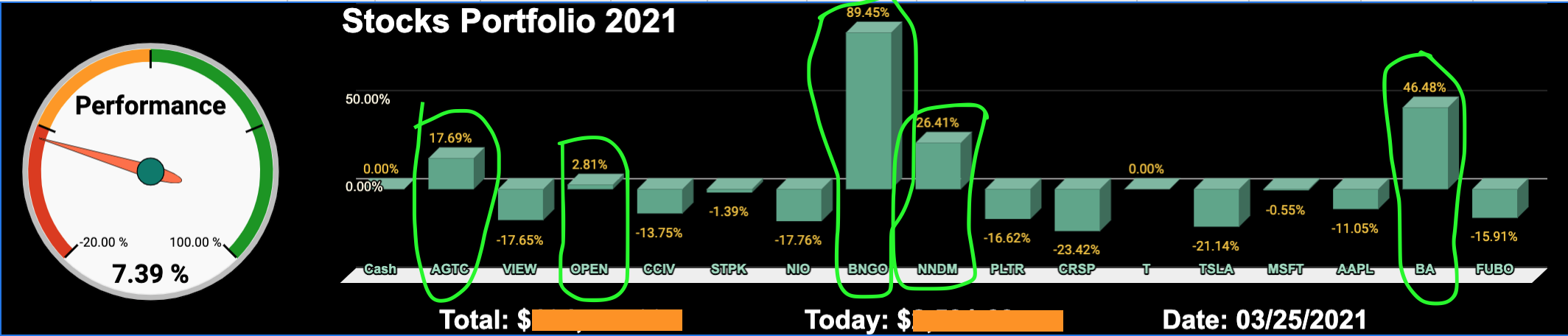 Portfolio YTD - Thursday - March 25, 2021