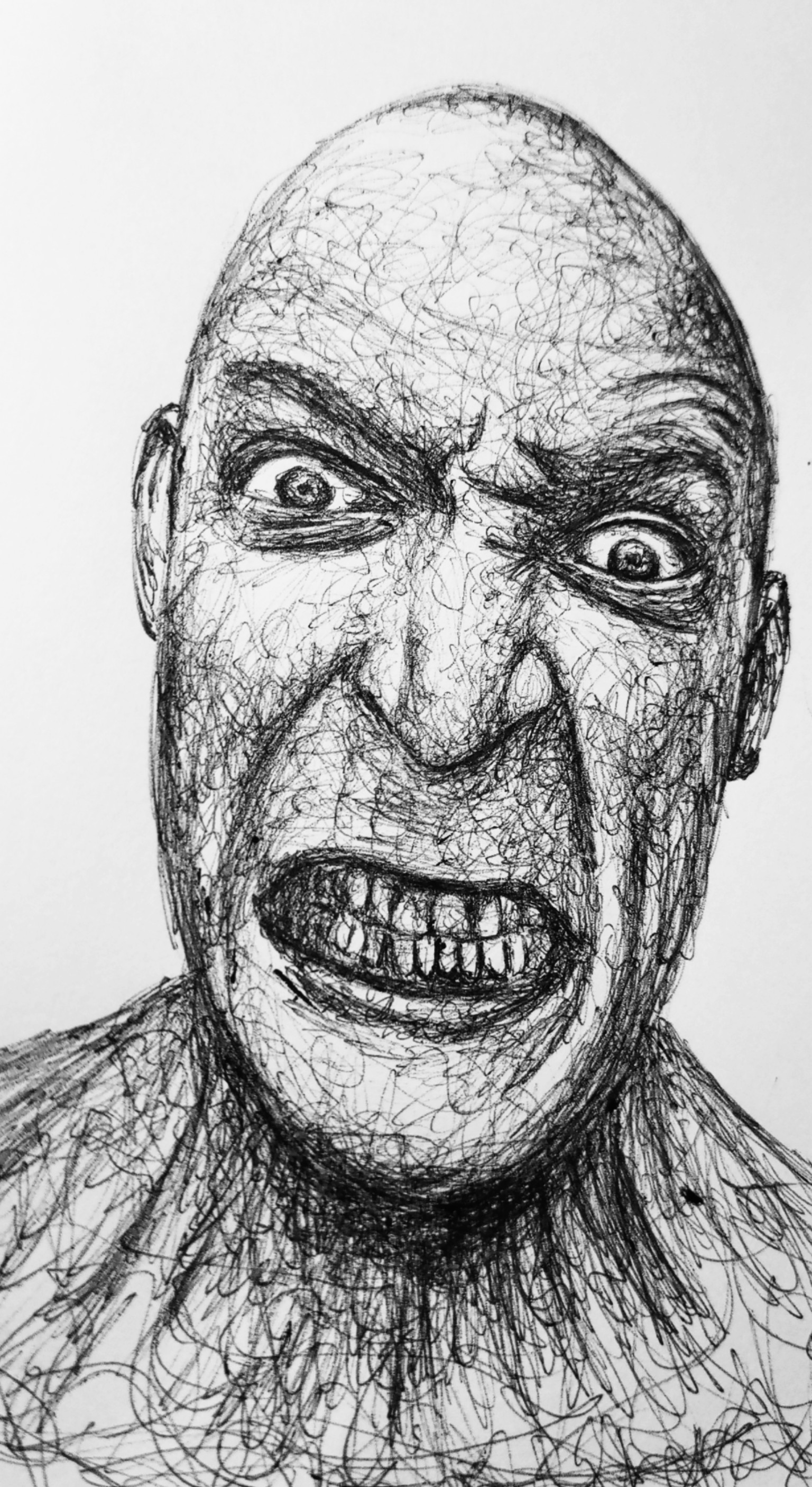 Grumpy Face Original Pencil Drawing 