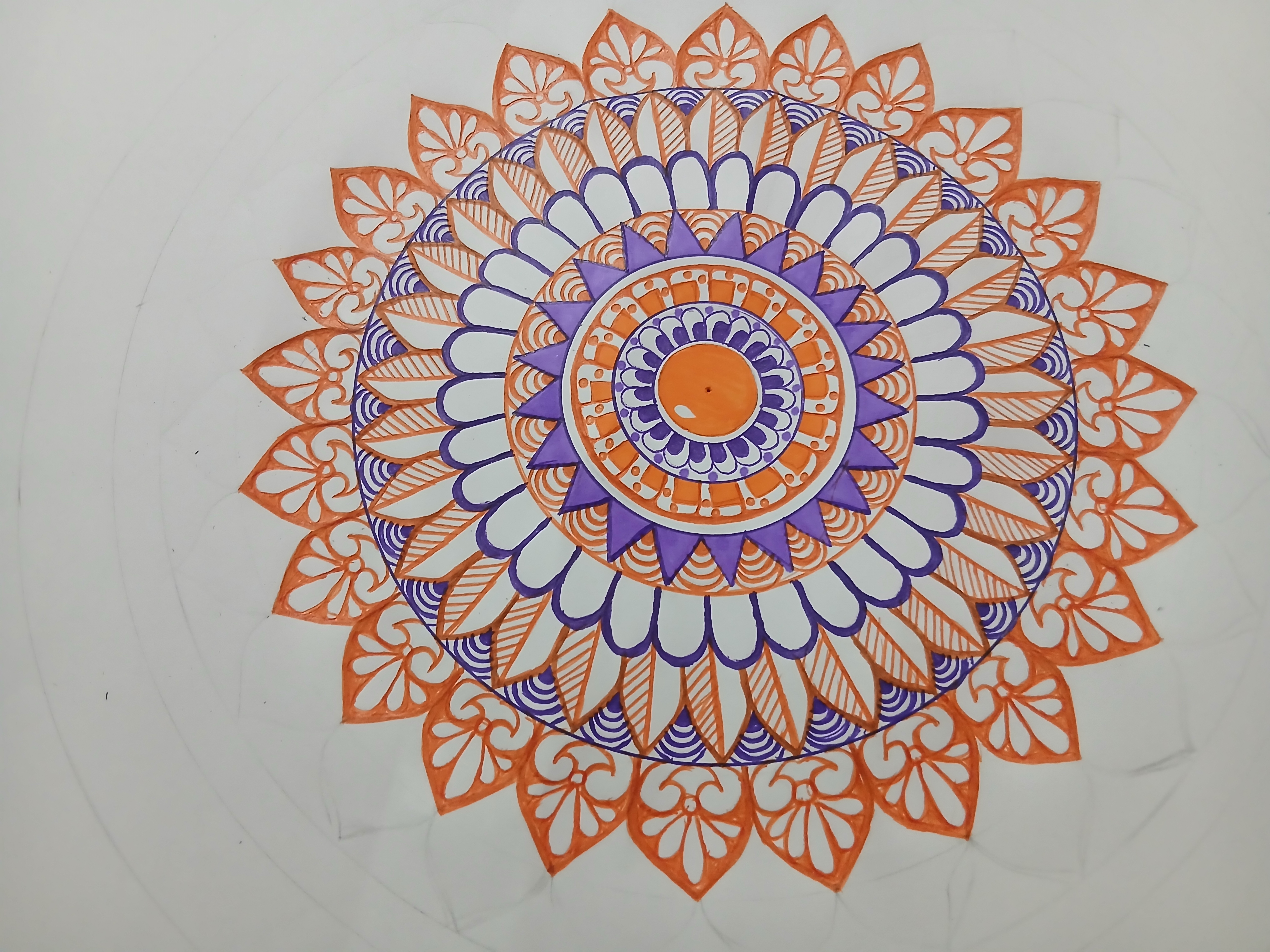 Drawing beautiful Mandala flower on A3 paper- Best for  Mind Relaxation 