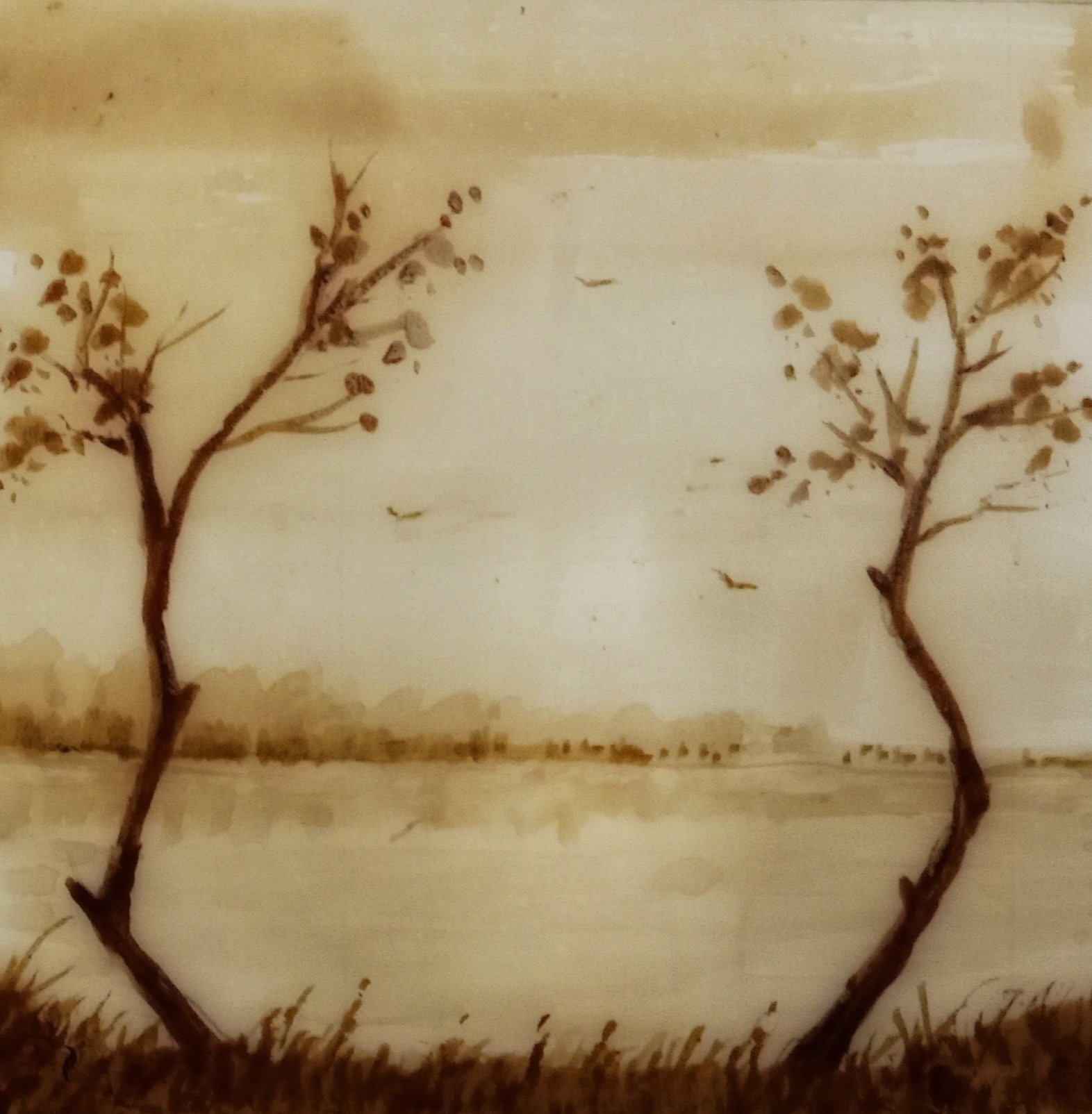 Art Journal: Sunlit Lake / Original Coffee Painting ☕🖌️