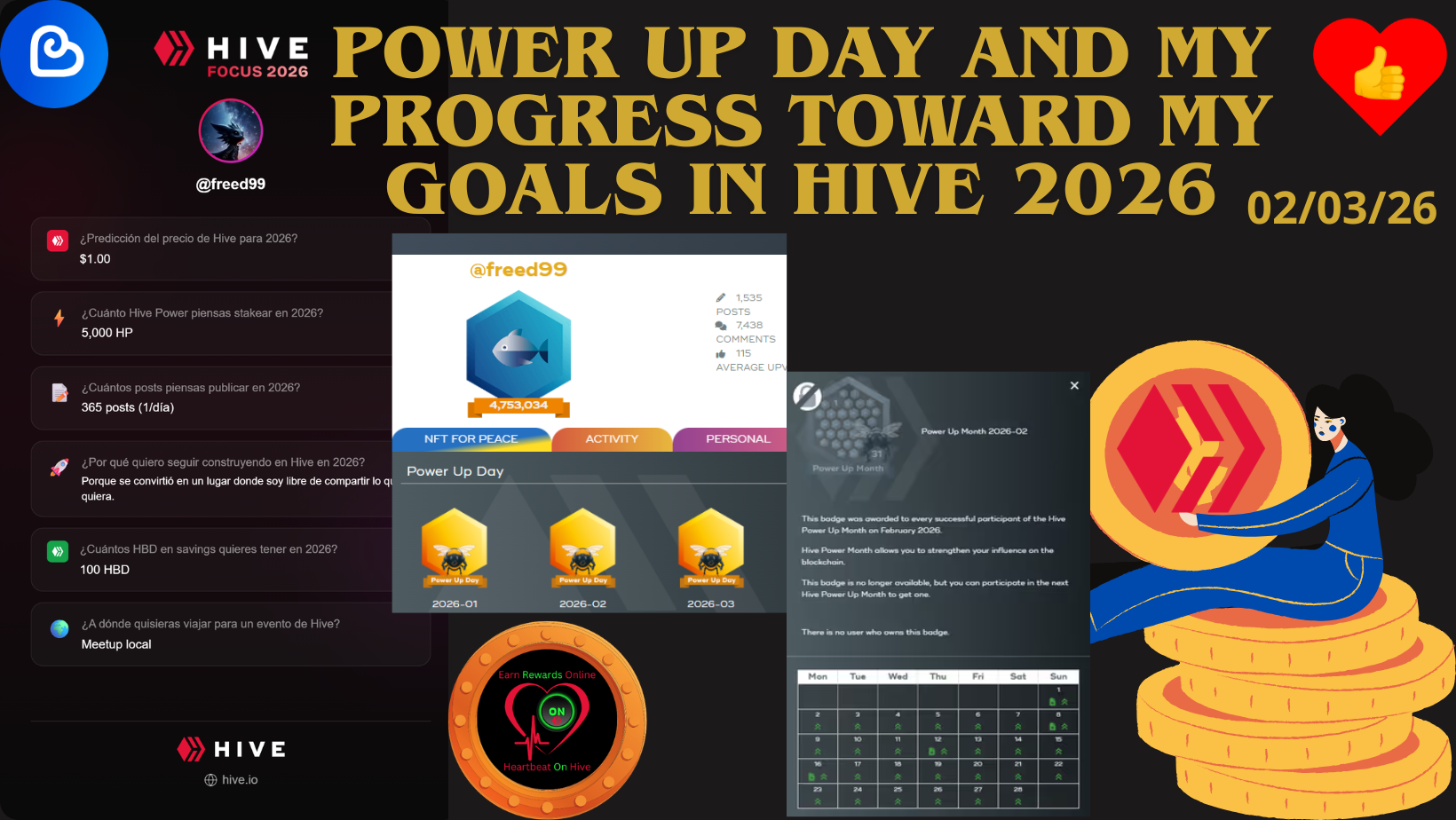 Power Up Day and My Progress Toward My Goals in Hive 2026 (03/03/26). [Eng/Esp]