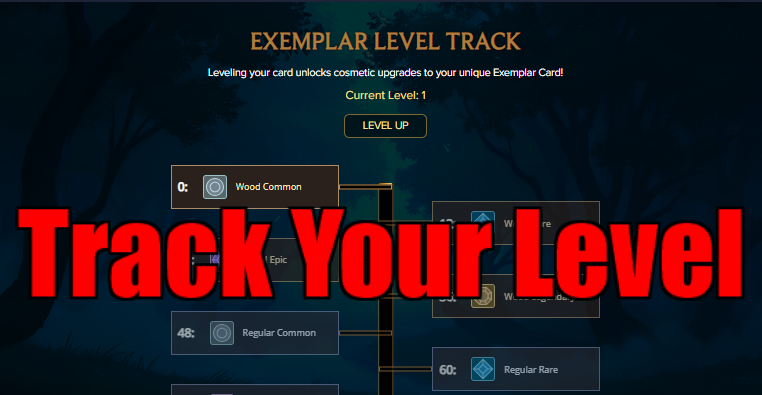Leveling your card unlocks cosmetic upgrades to your unique Exemplar Card!
