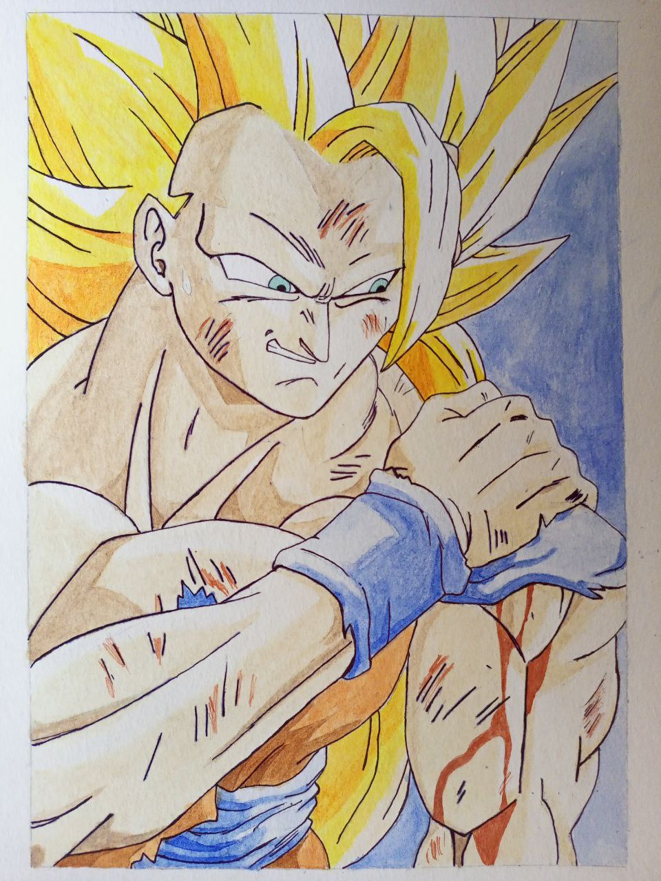 Goku ssj3. Dibujo en acuarelas // Goku ssj3. Watercolor drawing |ES/EN| |  PeakD