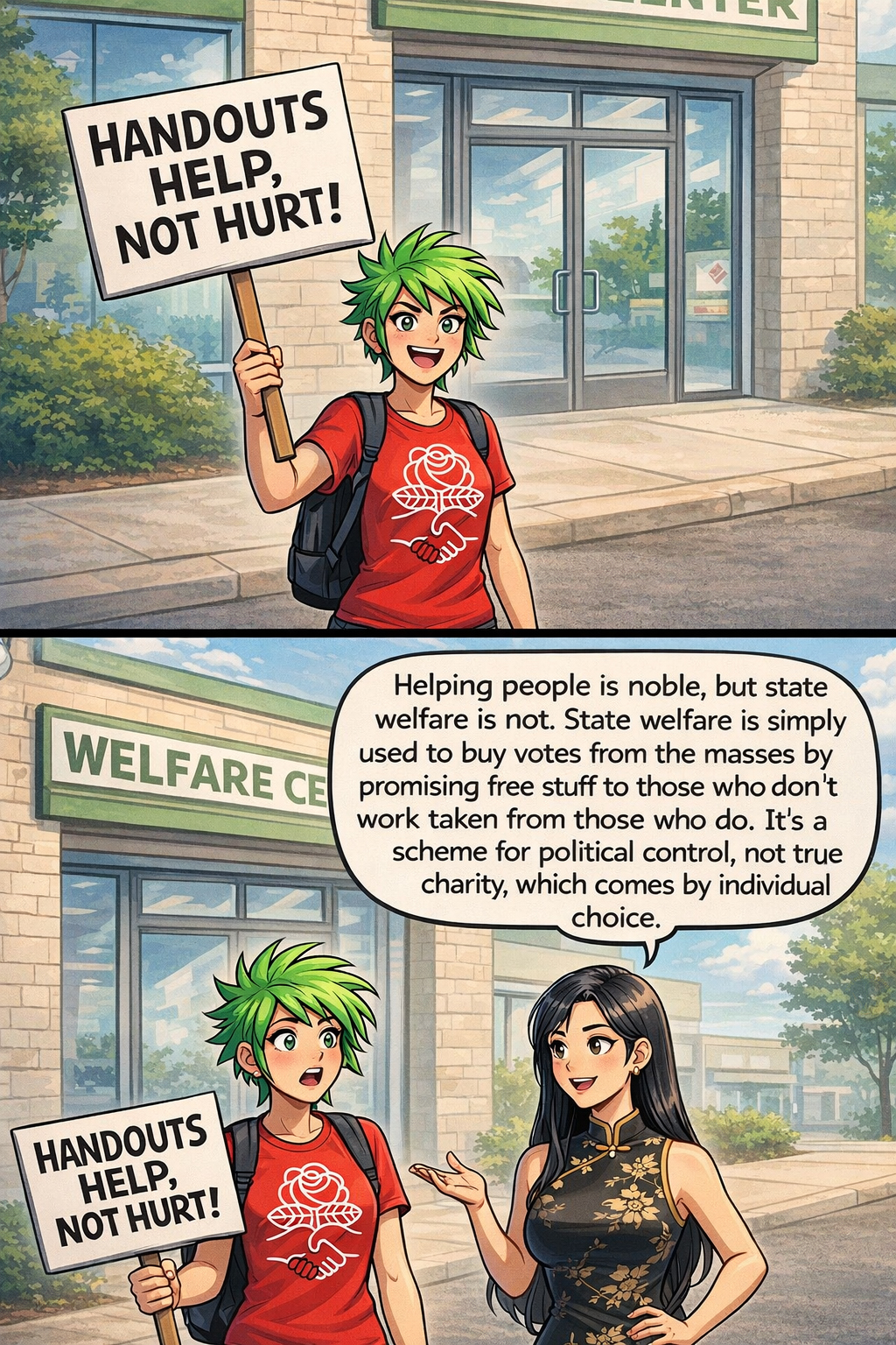 Ethical private charity is people choosing to give. 