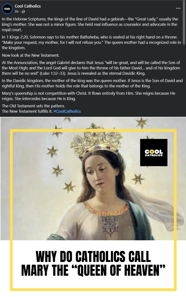 If you truly love & follow Jesus you will also respect and love His most blessed ...