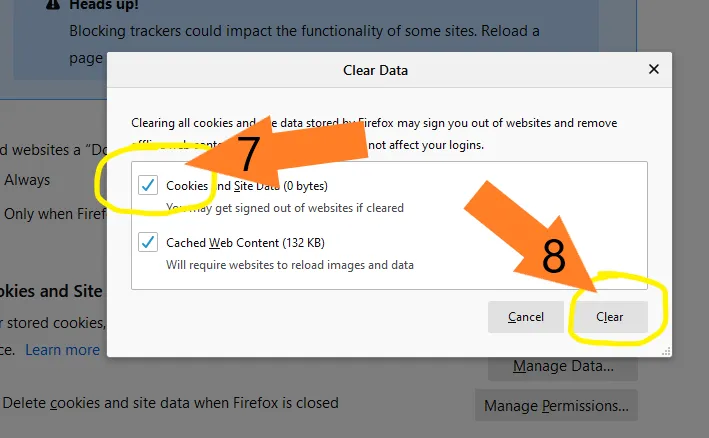 removing Firefox Browser Cookies-steps7-8