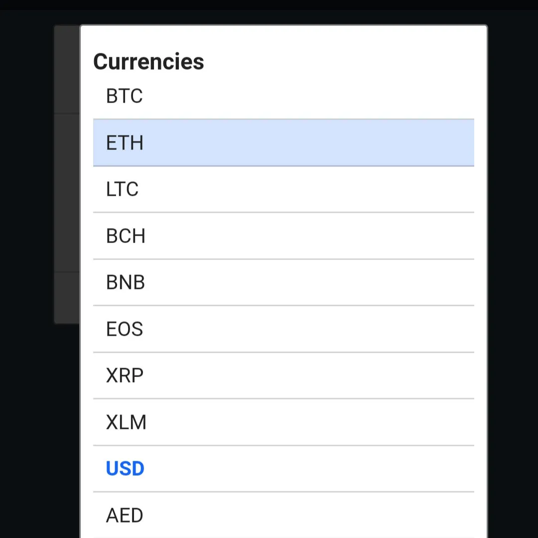 Change default conversion currency