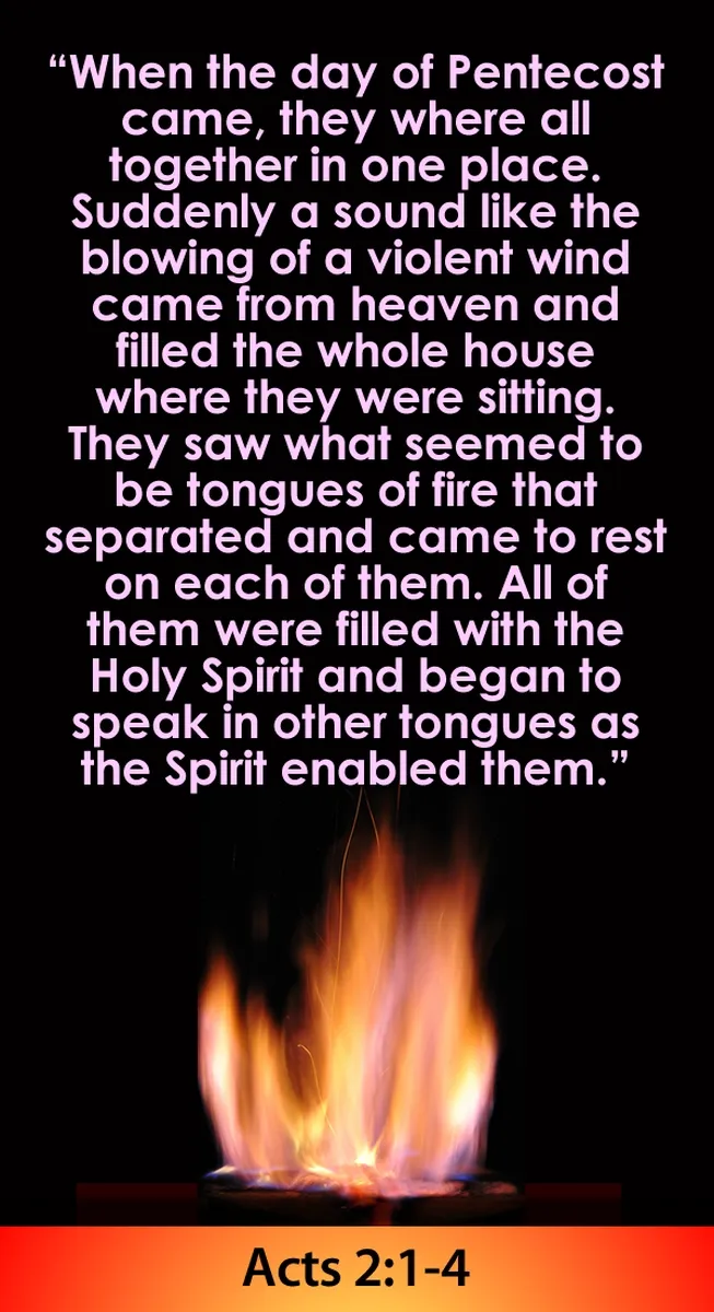 The birth of the church, when the day of Pentecost came, they were in one place. Acts 2.jpg