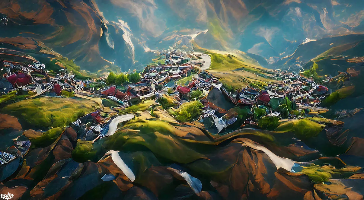 Fantasy Town on the Mountains