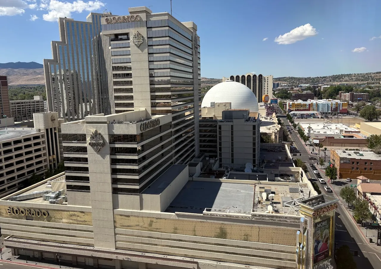 A view of El Dorado, Silver Legacy, and Circus Circus from our window.