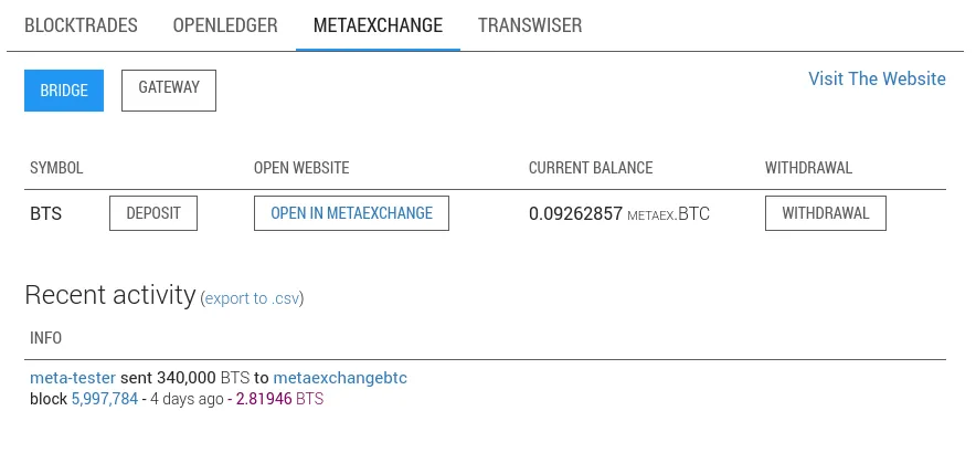 Deposit/Withdrawal screenshot