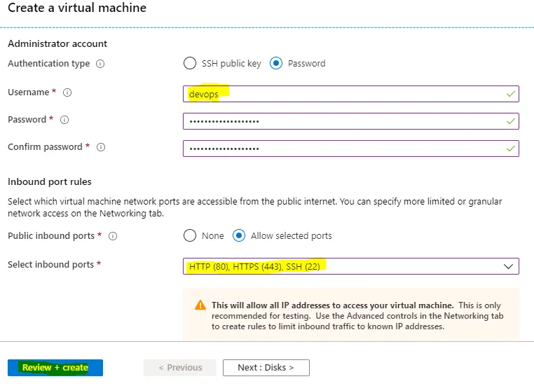 Azure Create Step 7