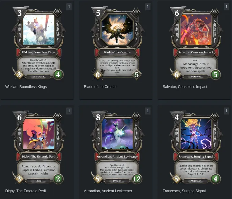 A few Mythic art variants. Screenshot from Token Trove