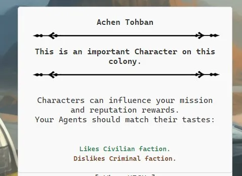 In my Location there is someone named Achen Tohban. And he hates criminals.