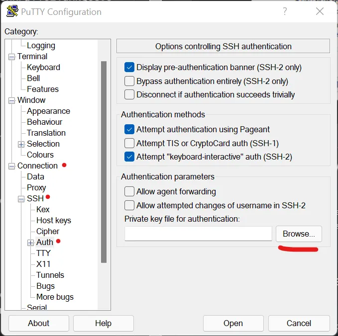 Putty private key file configuration.png