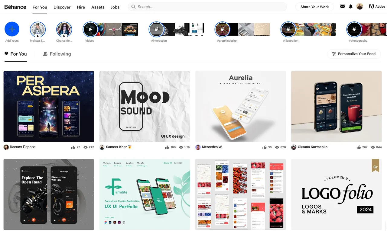 Main page at Behance