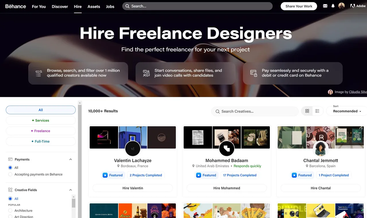 Find and Hire artists too!
