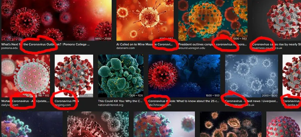 Google search coronavirus; CGI inconsistencies