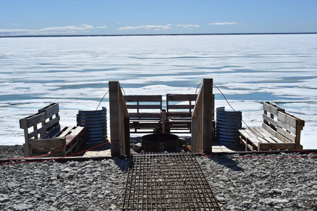 A Fire Pit, And A Frozen July Ocean With Mainland Canada In The Distance!