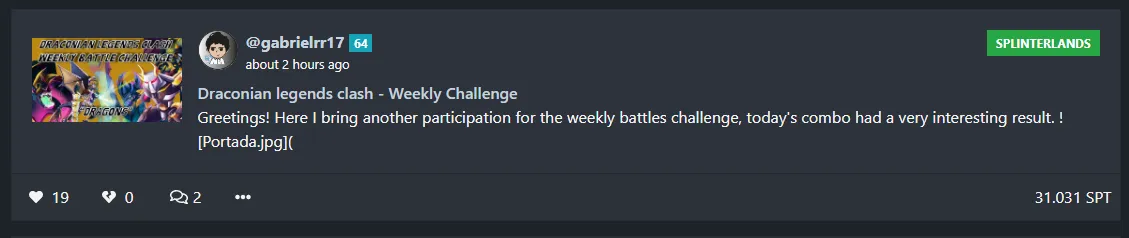 @gabrielrr17 Draconian legends clash - Weekly Challenge