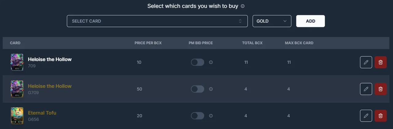 Bidding System