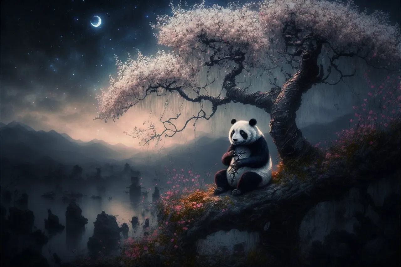 kb69_Panda_sitting_under_a_blossom_tree_in_a_stunning_Chinese_l_7f761037-a844-4541-ba76-34e3c8d853ba.png